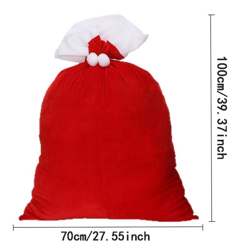 Christmas Drawstring Gift Bags, Velvet material Red Festive Fabric Holiday Present Bags with Drawstring for Toys, Gift Boxes & Clothing, Reusable Leak-Proof Design for Xmas Party - Image 2